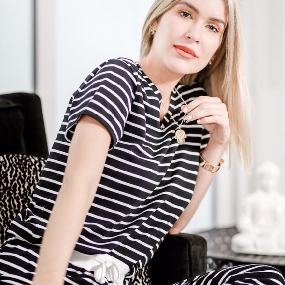 NWT 100% COTTON NINE ZEN POSIE STRIPED LOUNGE SET WOMEN'S PAJAMAS - Picture 3 of 3